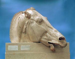 Selene, a Hold istennője egyik lovának feje a Parthenon keleti oromfaláról, ie 447-432 (márvány)