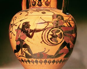 Heracles harcol Geryonnal (kerámia)