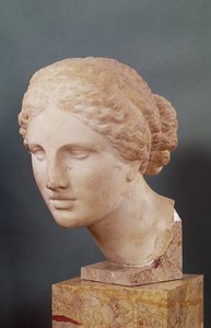 A Kauffmann-fej, Aphrodité feje, Praxiteles Cnidus Aphroditéjának másolata (i.e. 375-40) Kr.e. 150 körül (márvány)
