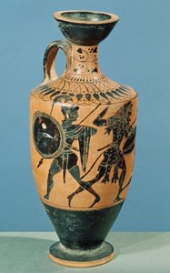 Padlás stílusú Lekythos, Herkulest és az Amazonokat ábrázolja (kerámia) alkotó: Greek School