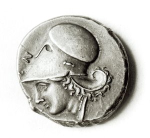 Héraklész Didrachmája: Athénét ábrázoló előlap (fém) alkotó: Greek School