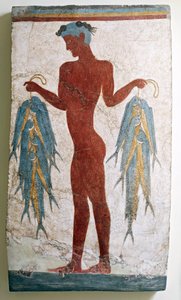 Görög civilizáció, halászt ábrázoló freskó, Akrotiri, Thera, Santorini, Görögország