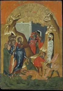 Lázár feltámadása (tojástempera a panelen) alkotó: Greek School