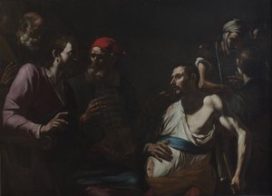 Vízkóros férfi gyógyítása, 1630 körül. alkotó: Gregorio Preti