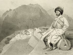 Ghimri képe és Hadji-Mourad portréja, 66. tábla egy Kaukázusról szóló könyvből, metszett Jules Joseph Augustin Laurens (1825-1901) és Eugene Ciceri (1813-90), Adolphe Mouilleron (1820-81), pu