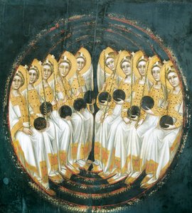 Ülő angyalok gömbökkel a kezükben, Guarientotól (aktív 1338-1367 vagy 1370), tempera a panelen