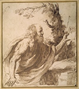 Egy szent olvasó a sivatagban (toll és tinta papíron) alkotó: Guercino