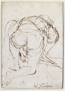 Férfi térdelő - ceruzarajz alkotó: Guercino