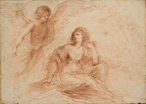 Egy angyal megjelenik Hágárnak és Izmaelnek, 1653 alkotó: Guercino