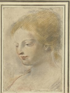 Egy fiatal nő feje lesütött szemmel alkotó: Guercino