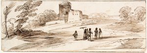 Táj várral és alakokkal alkotó: Guercino