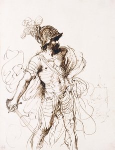 Mars, kivont kardja jobbra fordult, alkotó: Guercino