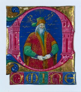 Initial D[omine] egy kóruskönyvből: Salamon király, c. 1470-1480. alkotó: Guglielmo Giraldi del Magri [or del