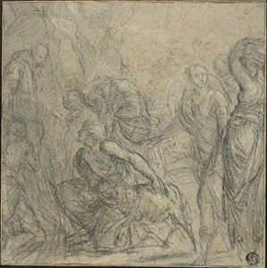 Tanulmány: Szent Benedek ajándékokat kap a parasztoktól alkotó: Guido Reni