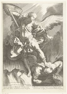 Szent Mihály arkangyal legyőzi az ördögöt, vésette Pieter de Bailliu, 1623-60
