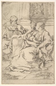 A Szent Család Szentírási jelenettel a háttérben. alkotó: Guido Reni
