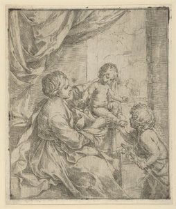 A Szűz és a Gyermek egy asztalnál a fiatal Keresztelő Jánossal, kb. 1600-1640. alkotó: Guido Reni