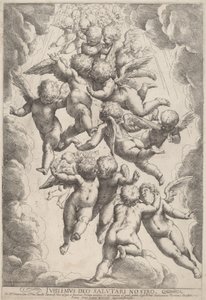 Angyalok a dicsőségben alkotó: Guido Reni, after Luca Cambiaso