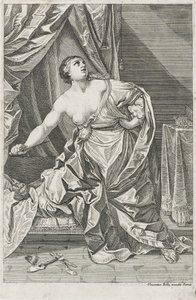 Lucretia halála, Kr. e. 1700-50 esetleg Antonio Billy (aktív 18. század első fele) (rézkarc papírra) alkotó: Guido after Reni