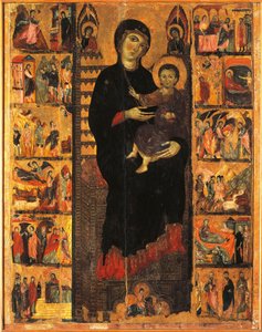 Majesty, szerző: Guido da Siena (kb. 1230-kb. 1290), részlet, Oszlopok csarnoka, Palazzo Pubblico (városháza), Siena, Olaszország