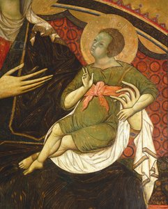 A gyermek Jézus, részlet a Guido da Siena (1230 körül - 1290 körül) művéből: Majestyia, Pillérterem, Palazzo Pubblico (városháza), Siena.