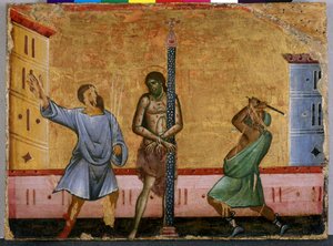 Krisztus korbácsolása (tempera fán) alkotó: Guido da Siena