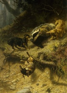 Tacskók borzon, 1882 alkotó: Guido von Maffei