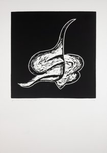 Fekvő, 2019 (linómetszet) alkotó: Guilherme Pontes