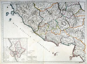 Történelmi térkép az olasz régióról, ahol az etruszkok éltek G. Delysle atlasza után alkotó: Guillaume (after) Delisle