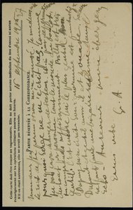 Jean Mollet autográf képeslap, 1915. szeptember 16-án alkotó: Guillaume Apollinaire