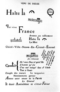 Guillaume Apollinaire (1880-1918) kalligramja (rhebus): „Dieuze jöjjön”