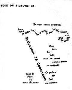 Guillaume Apollinaire (1880-1918) kalligramja: "" Távol a galambostól""