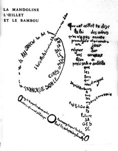 Guillaume Apollinaire (1880-1918) kalligramja: „A mandolin, a szegfű és a bambusz”