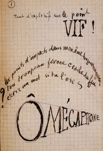 Guillaume Apollinaire kalligramja - "" Pamut a fülben " felirattal, 17 levél kézirata
