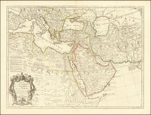 1701-es térkép - Törökország, Arábia és Perzsia térképe alkotó: Guillaume Delisle
