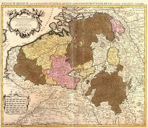 Katolikus Hollandia térképe (Belgium és Luxemburg) (rézkarc alkotó: Guillaume Delisle