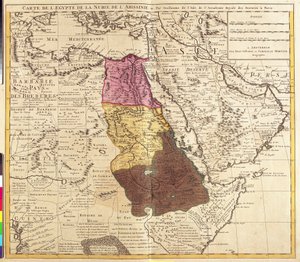 Egyiptom, Núbia (Szudán) és Abesszínia (Etiópia) térképe (rézkarc