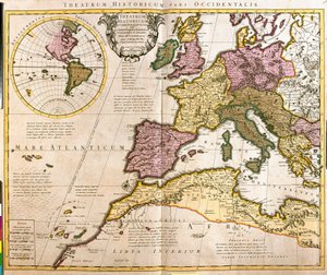 Európa és Észak-Afrika partjainak térképe (rézkarc alkotó: Guillaume Delisle