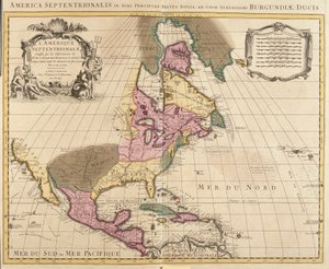 Észak-Amerika térképe (Grönland, Kanada, USA, Mexikó és a Karib-szigetek: Kuba, Haiti, Jamaica, Nyugat-India) (rézkarc