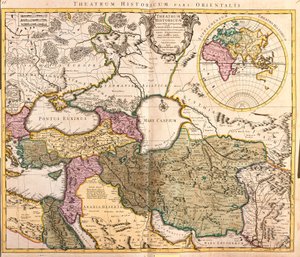 A Kaszpi-tenger szomszédos országainak térképe (Oroszország, Örményország, Perzsia, Kazahsztán, Türkmenisztán) (rézkarc