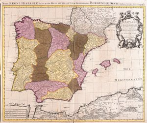 Az Ibériai-félsziget, a Portugál Királyság és a Spanyol Királyság térképe (rézkarc