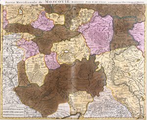 A Moszkvai Nagy Hercegség (Oroszország) meridionális részének térképe (rézkarc alkotó: Guillaume Delisle