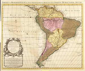Panama, Argentína, Bolívia, Brazília, Chile, Kolumbia, Ecuador, Francia Guyana, Guyana, Paraguay, Peru, Suriname, Uruguay, Venezuela, Venezuela, Kolumbia, Chile alkotó: Guillaume Delisle
