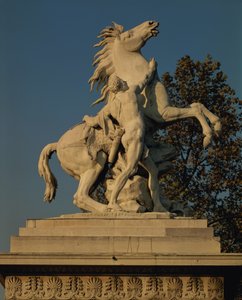 A két „Marly Horses” egyikének másolata, amelyet eredetileg a Lótóhoz készítettek a Marly kastélyban, Yvelines, 1739-45 (márvány)
