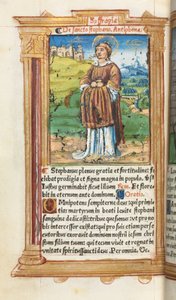 Nyomtatott Órakönyv (római használatban): fol. 100v, Szent István alkotó: Guillaume Le Rouge