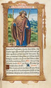 Nyomtatott órakönyv Róma használata: fol. 100r, Nagy Szent Jakab, 1510. alkotó: Guillaume Le Rouge