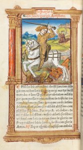 Nyomtatott órakönyv Róma használata: fol. 103v, St. George Slaying the Dragon, 1510.