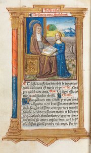 Nyomtatott órakönyv Róma használata: fol. 108v, Szent Anna és Szűz Mária, 1510.