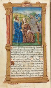 Nyomtatott órakönyv Róma használata: fol. 111v, St. Apollónia, 1510. alkotó: Guillaume Le Rouge