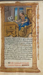 Nyomtatott órakönyv Róma használata: fol. 20r, Szent Márk, 1510. alkotó: Guillaume Le Rouge